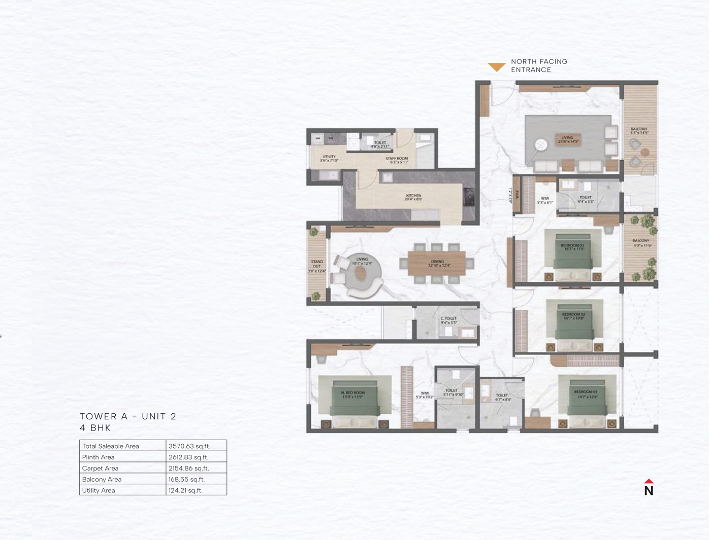 4 BHK Floor Plan - 715 Sq. Ft.