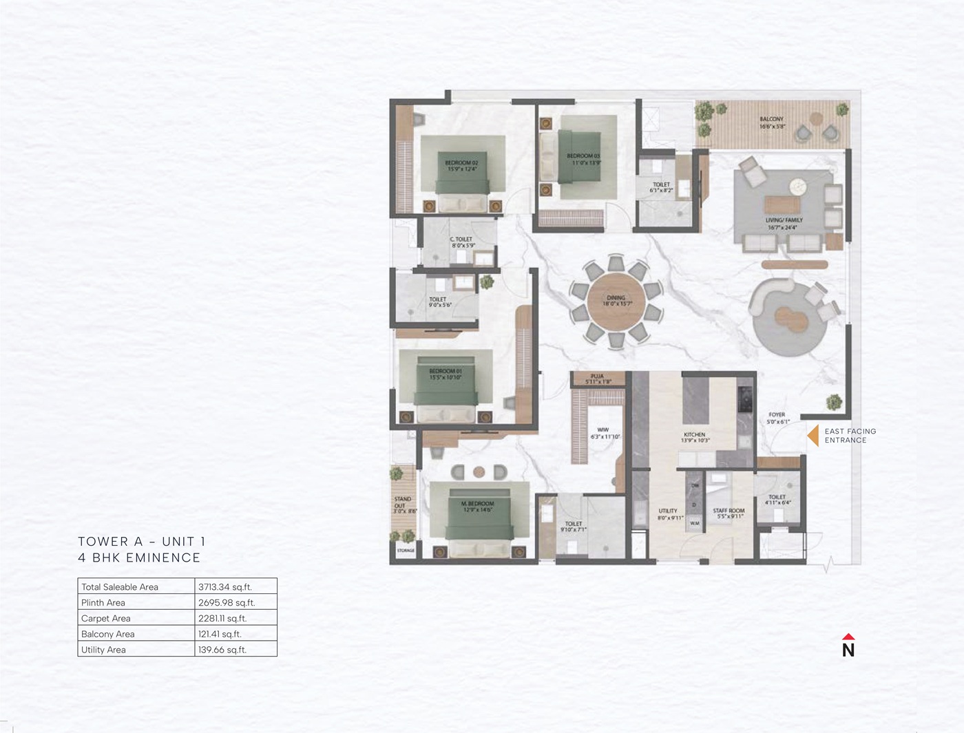 4 BHK Eminence Floor Plan - 755 Sq. Ft.